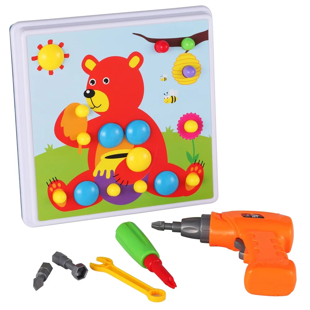 Online Pädagogisches STEM Spielzeug Für Kinder Bohrer Schraube Mutter Puzzle Spielzeug 223PCS Mosaik Puzzle Kunst Spielzeug Bohrer Kreative DIY 3D gebäude Modell Kit