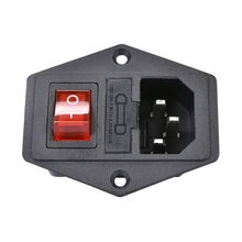 15A 250V Power switch AC 3pin AC power socket with red triple Rocker Switch tripod feet