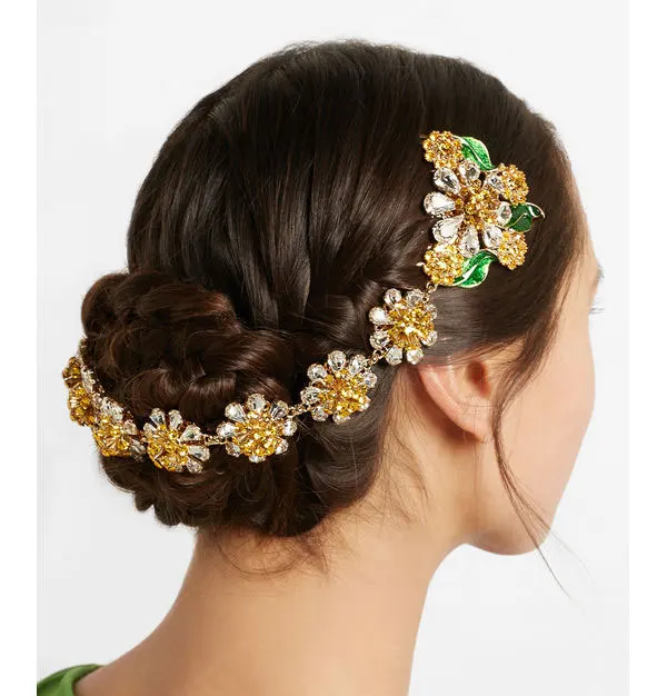 Baroque Luxury Brand Designer Vintage Headband Bright Gold Flower