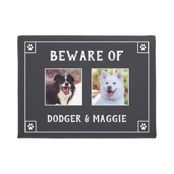 

Beware of Dog Names - Two Photos Doormat Home Decoration Entry Non-slip Door Mat Rubber Washable Floor