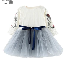 TELOTUNY/платье для малышей; платье принцессы из тюля с цветочным рисунком и бантом для маленьких девочек; милое платье для девочек; Повседневная мода; Новинка; Dec27