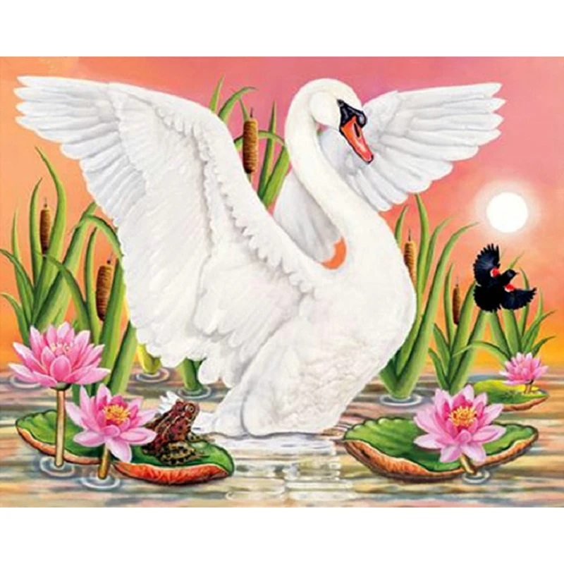 YIKEE Diamond Painting &quotFlower &amp Bird Swan Embroidery Sale Art Mosaic Crystal Handicraft Wall y1002 | Дом и сад