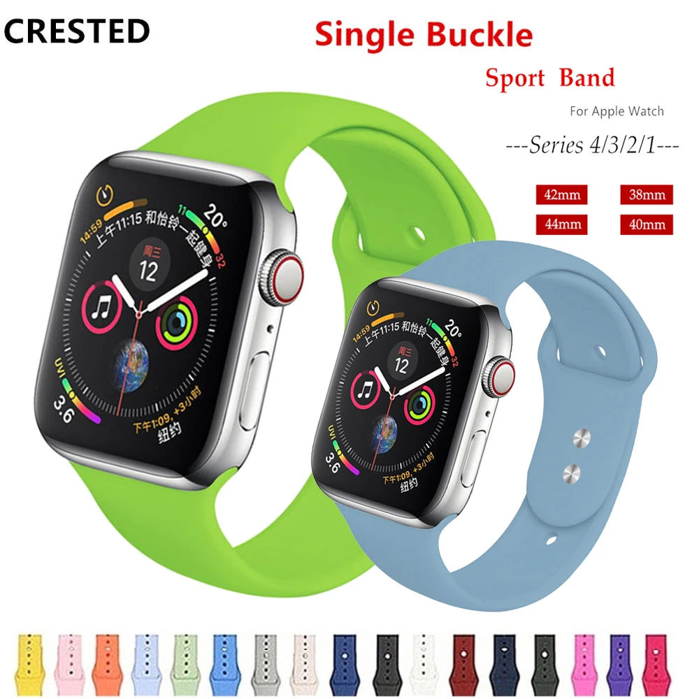

CRESTED strap For Apple Watch band 44 mm 42mm apple watch 4 3 iWatch band 38mm 40mm silicone watchbands correa watch Accessories