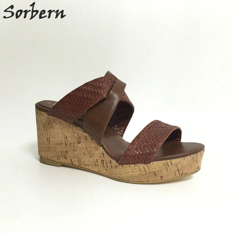 Pantoufles Marron Sorbern Plus Brun Bout Chaussures Us14 Zapatos De Causalité La Taille Sandale Diapositives forme Femmes Ouvert Mujer Des Plataforma À Wedge Dames Plate nSPnwHrdg