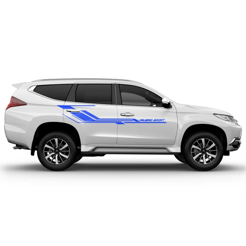 gloss blue Автомобильные наклейки, 2 шт., автомобильные боковые накладки, силовая сетка, стильные графические виниловые автомобильные аксессуары, наклейки на заказ для mitsubishi pajero sport - Название цвета: gloss blue