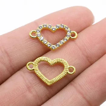 

WYSIWYG Charms Heart Connector Gold Color Alloy DIY Jewelry Making Accessories 21x12mm 12pcs/lot