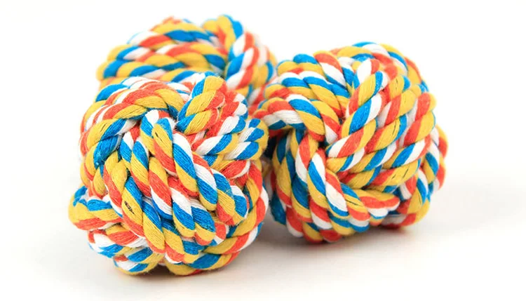 3 Size 1pc Colorful Cotton Braided Dog Toy Ball Bite Resistant Dog Chew Toys Diameter 5/7/9cm