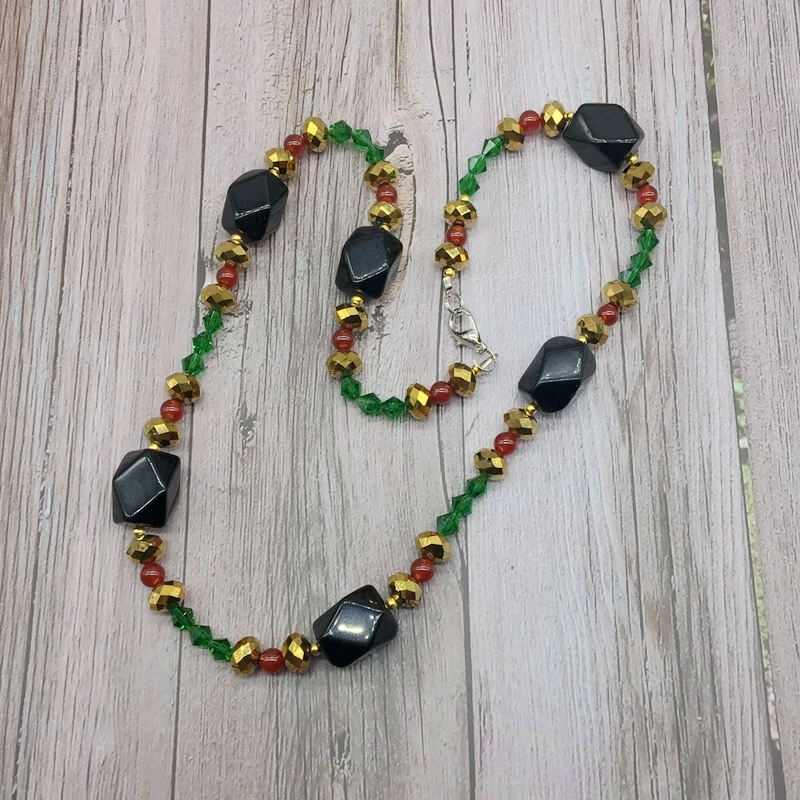 stone bead necklace choker crystal onyx