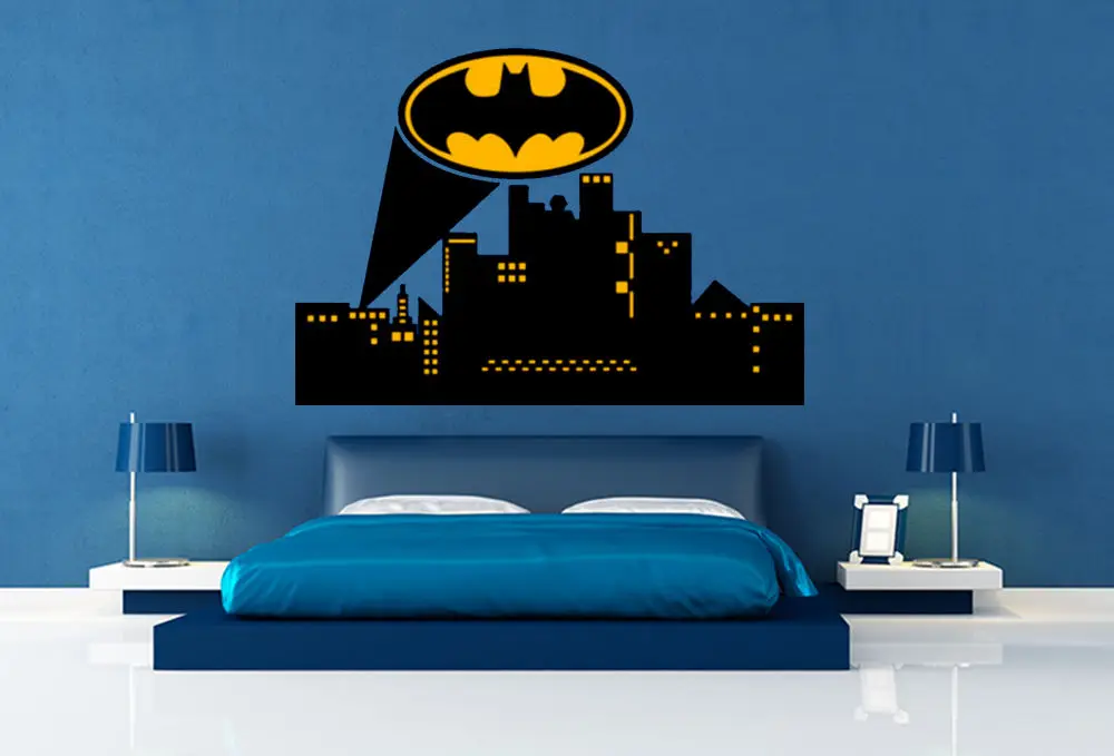 Gotham city skyline batman wall decal vinyl batman wall decal for