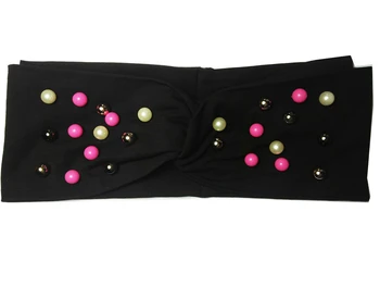 

T17607 2017 new spring hair accessories good stretch 100% cotton fashion hair headband colors pearl head band custom headband