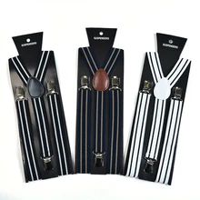 OnnPnnQ модные регулируемые полосатые подтяжки унисекс подтяжки для взрослых Эластичный Y-Back ремень для мужчин брюки Свадебные 3 клип на подтяжках