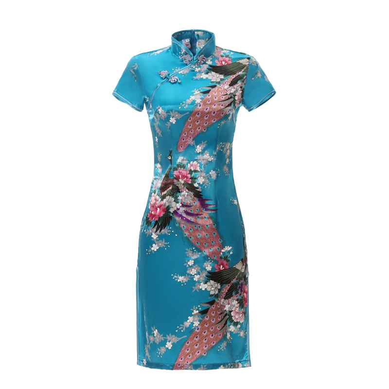 Sexy Slim Summer Ladies Short Cheongsam Large Size Chinese Style Dress Rayon Print Floral Stage Show Qipao 3XL 4XL 5XL 6XL chinese dress