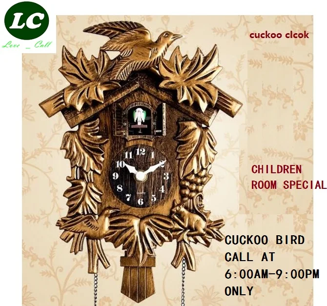 Cuckoo Clock Hourly Tell Time Cartoon Cute Hut Children Room Wall Clock Sitting Room Watch Children