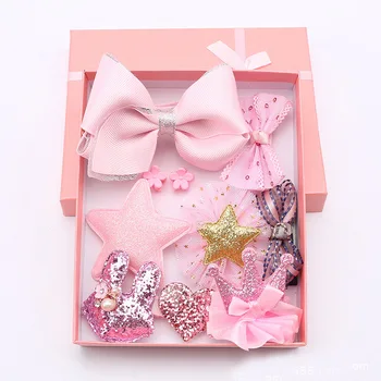 

Gift Box 10 Pcs/Set New Fashion Bow Knot Flower Ribbon Hairgrip Cute Hairpins Hair Accessories Hair Clip For Children Girls Kids