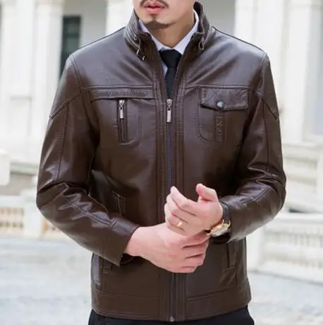 Горячая мужские новые высококачественные овчины Куртки из натуральной кожи мужские деловые черные мотоциклетные кожаные пальто куртки/M-3XL - Цвет: Light Brown Single