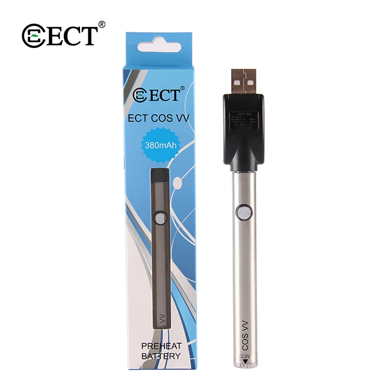 Vape Mod ECT COS Preheat VV батарея 450 мАч переменное напряжение электронная сигарета мод с usb-кабелем для 510 вапорайзер с резьбой