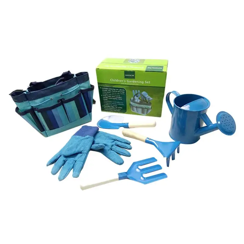 Садовые инструменты с Садовые перчатки и сад тотализатор для детей садоводство(синий
