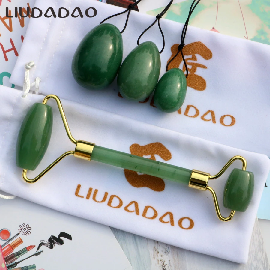 Natural Stone Slimming Face Rollers Massager Lifting Tool Jade Kegel