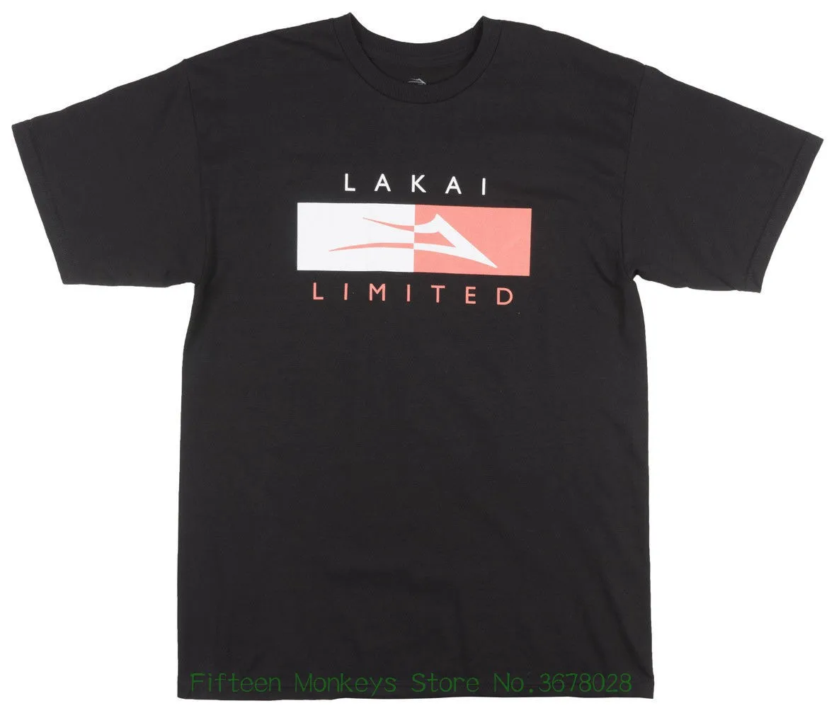Модные Для Мужчин's футболки Lakai Limited Разделение Футболка Regular Fit skatewear приталенное футболка Для мужчин S Черный