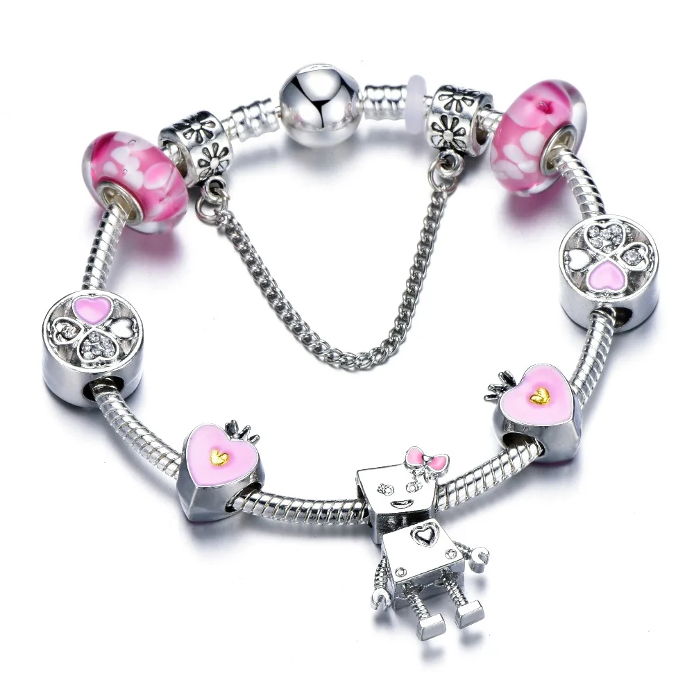 Fashion Silver Charms Bracelet Bangle For Women Lovely Bella Crown 