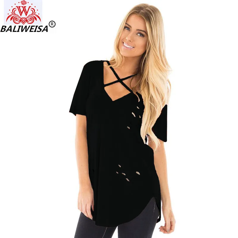 

Women Summer Short Sleeve T Shirt New 2019 V-Neck T-Shirt Sexy Criss Cross Tops Tee Casual Loose Tee Shirt Femme Camiseta Mujer
