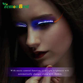 

Fashion Novelty Lighting Icon LED Fake Eyelash Eyelid Music Control 7 Light Mode for Saloon Pub Club Bar Party Cosplay Halloween