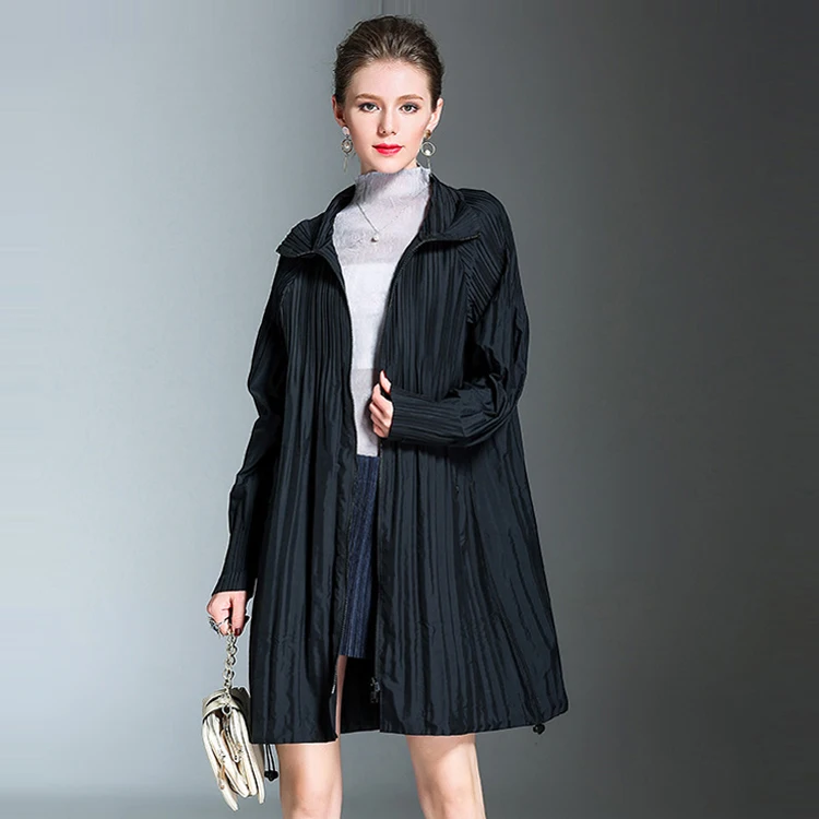Женский свободный Тренч Changpleat плиссированный с длинным рукавом и высоким