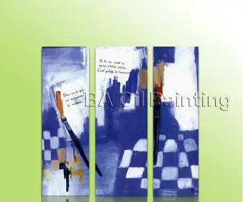 

Hand-painted modern hang wall art home decor abstract living room hall Blue white doodles group oil painting on canvas no framed