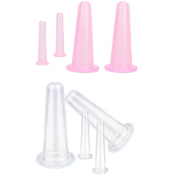 

4Pcs Silicone Cupping Device Food Grade Moisture Tank Cupping Face Massage Home Health Thin Face Artifact Silicone Cup