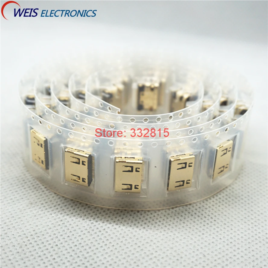 

10PCS MINI HDMI FEMALE SOCKET 19P 19PIN HD transmission Connector DIP 4 LEGS Best quality! ROHS Free shipping
