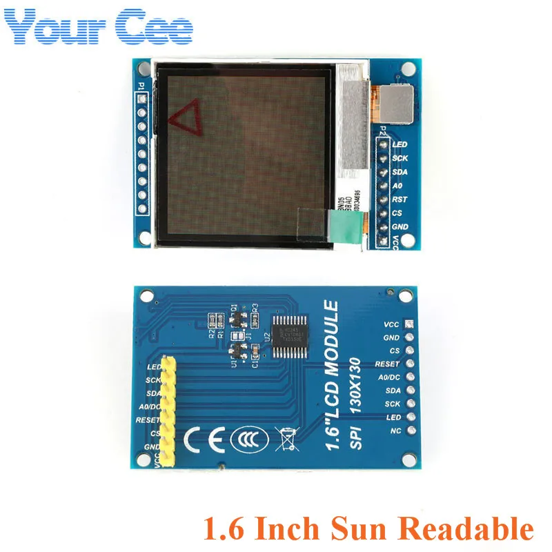 Последовательный ЖК дисплей 1 6 дюйма SPI TFT экран модуля 130*130 SSD1283 видимый под