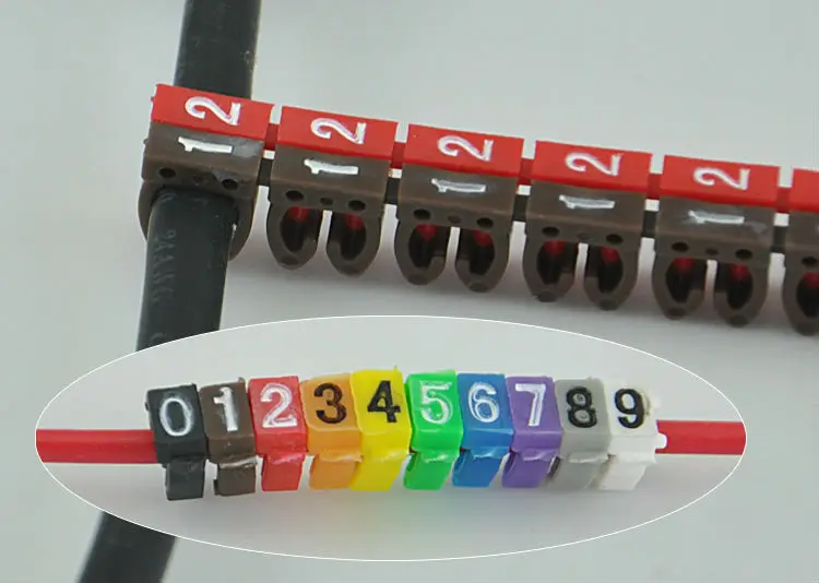 100 шт. Кабель маркер для 6 квадратных мм цветной номер от 0 до 9 каждый 10 шт. различать провода