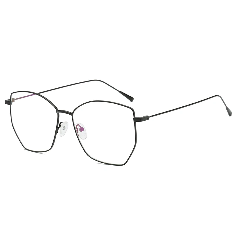 Новые квадратные очки женские рецепт оправы для глаз пилота мужские металлические негабаритные оптические очки оправа диоптрий прозрачные линзы - Цвет оправы: black