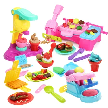 

New 3 Types 1 Set Pretend Play Simulation Toy Colorful Soft Polymern Modelling Clay Set Educational Plasticine Toy for Children