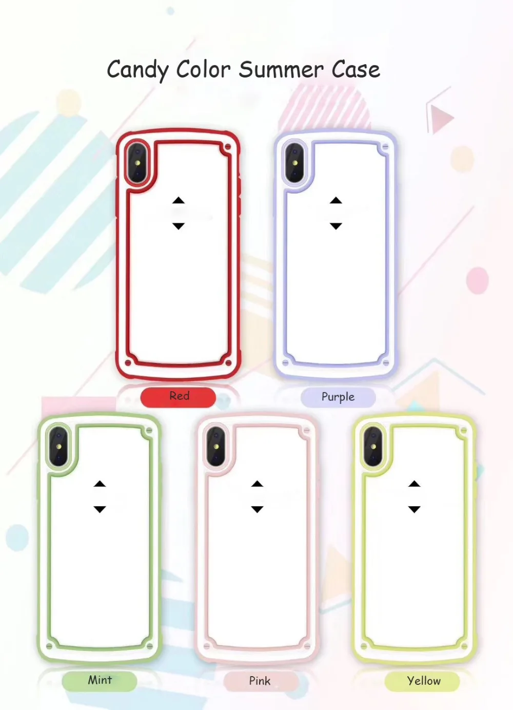 Case For iPhone Xr X Xs Max Cover Korean Candy Color Transparent PC + TPU Shockproof (23)