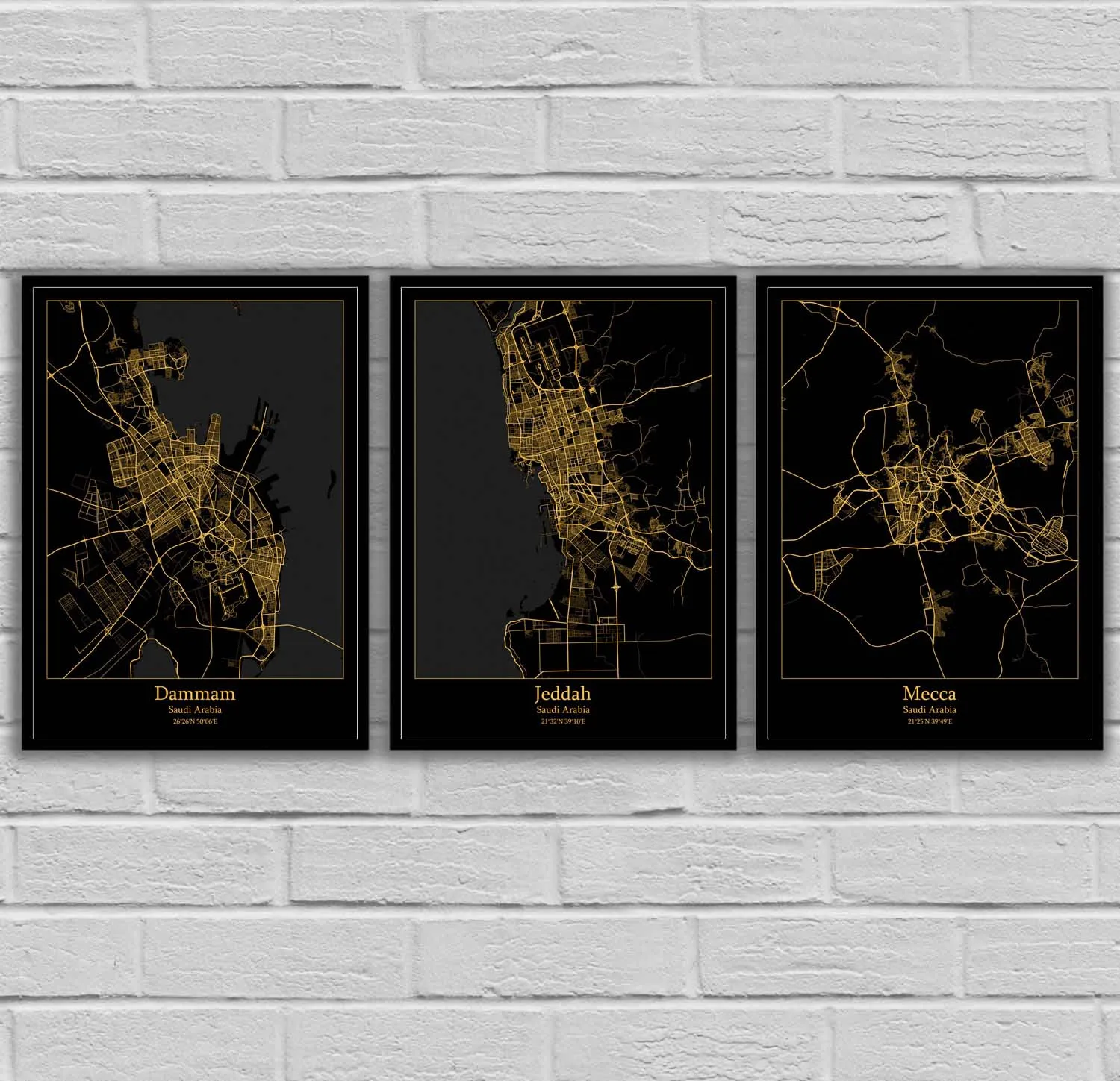 Dammam Jeddah Mecca Medina Riyadh Saudi Arabia Map Poster Painting Calligraphy Aliexpress