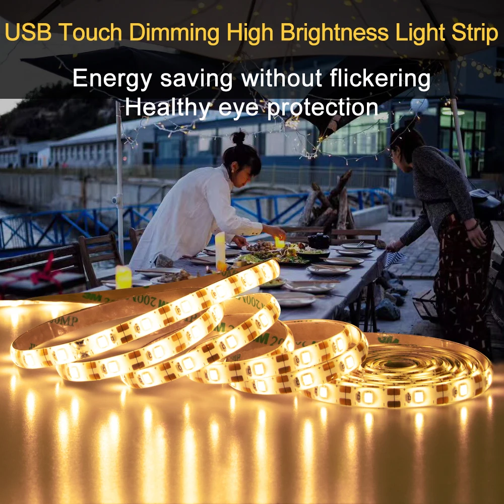 

Flexible Touch Switch Dimmable LED Strip light 1M 2M 3M 4M 5M USB LED Wardrobe Cabinet lamp Tape Closet Kitchen Night Lighting
