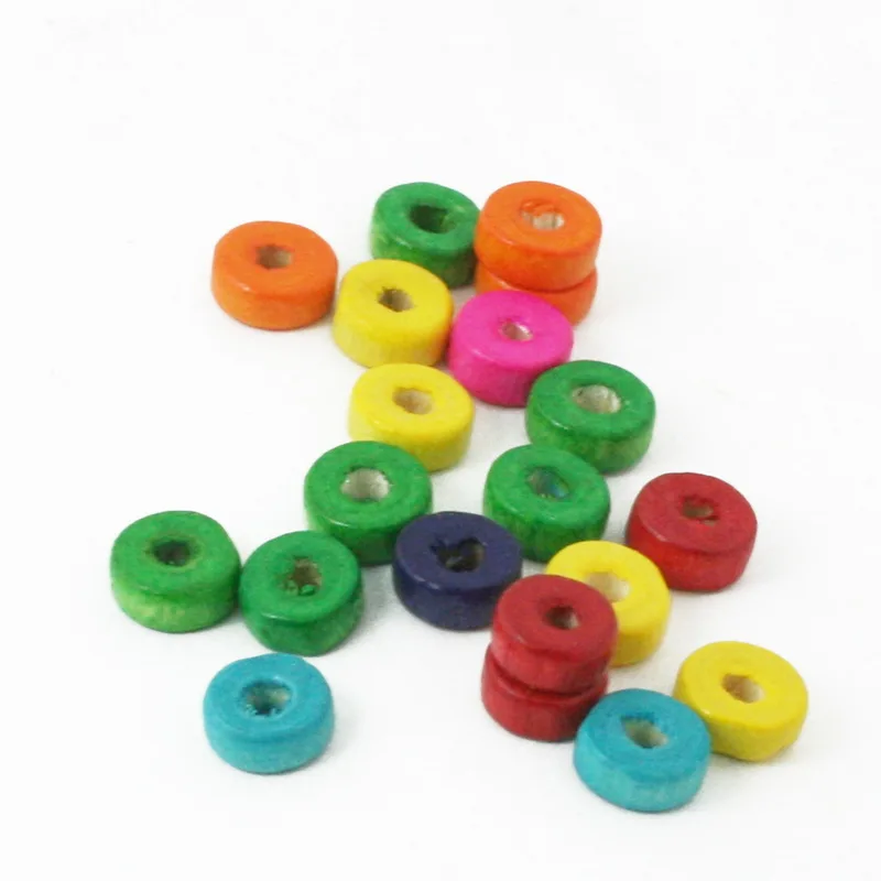 

New Fashion 4*8mm 1500pcs Round Mixed Colour Natural Wood Dye Wooden Spacer Beads Pick Size and For Jewelry Making DIY