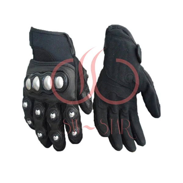 PRO-BIKER мотоциклетные перчатки полный палец мужские гоночные перчатки для мотокросса из нержавеющей стали черного цвета размер XL - Цвет: Черный