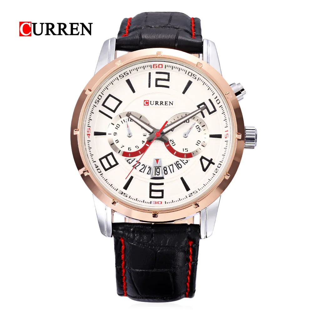 

CURREN Top Brand Luxury Watches Male Fashion Casual Quartz Watch Genuine Leather Strap Men Sports Wristwatch Relogio Masculino