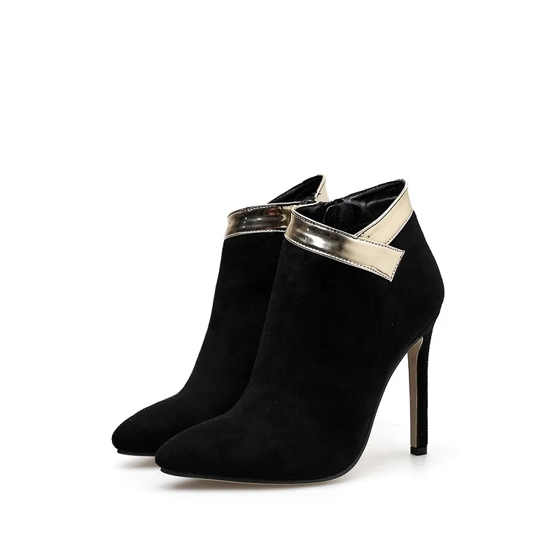 2018 autumn new suede Martin boots European and American wind pointed high-heeled ankle boots black ljj 0116