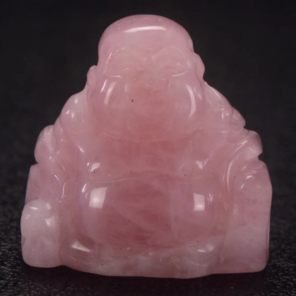 1.5 Inch Hand Carved Natural Rose Quartz Maitreya Happy Laughing Buddha ...