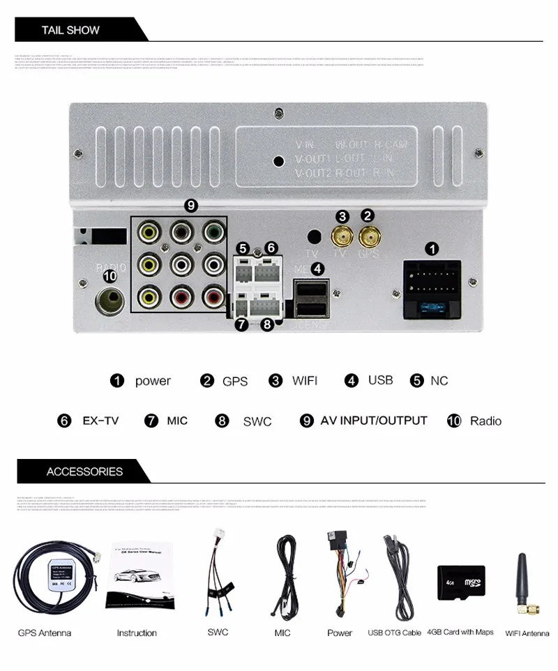 Top 2 Din Android 5.11 Car DVD GPS Universale Stereo Radio Player 6.2 inch Quad core 1.6G Touch double 2din With DAB+3G WIFI 8