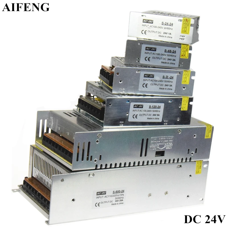 AIFENG DC 24V импульсный источник питания 1A 2A 3A 5A 15A 25A импульсный источник питания AC 110V 220V DC 24V для светодиодных лент светильник