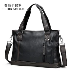 FEIDIKABOLO Famous Brand Man Bag Male Handbags Leather Briefcases Shoulder Bags Laptop Tote Men Crossbody Messenger Bags 14 in