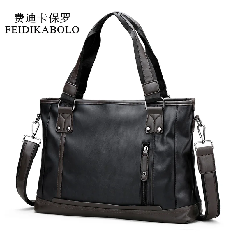 buy FEIDIKABOLO Famous Brand Man Bag Male Handbags Leather Briefcases Shoulder Bags Laptop Tote Men Crossbody Messenger Bags 14 in