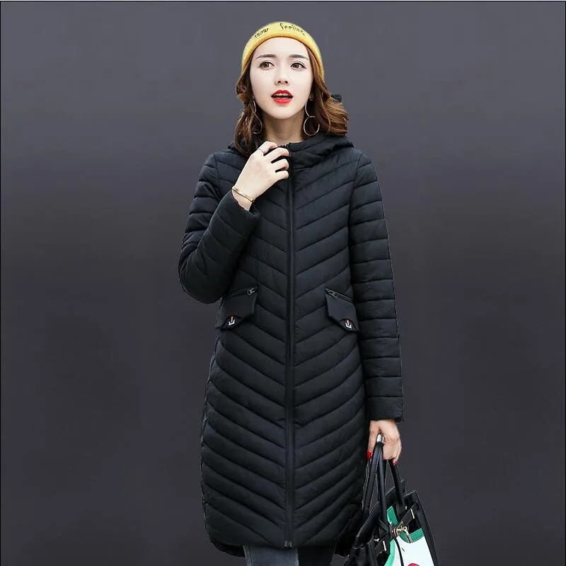 2018 Winter women Plus Size Womens Parkas Thicken Outerwear solid hooded Coats Short Female Slim Cotton padded basic tops