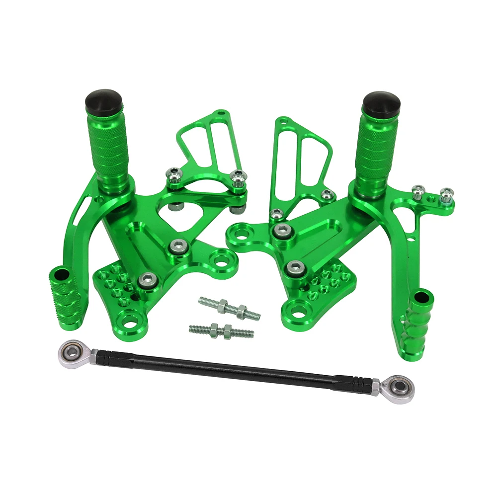 Мотоцикл CNC Регулируемые подножки задний Набор опорные подножки для Kawasaki NINJA zxzx6r ZX 6R 2009- уличный велосипед - Цвет: Зеленый