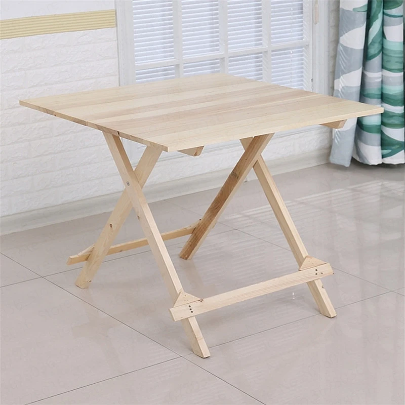 0%Solid Wood Folding Table Home Eating Small Table Small Apartment Two People Four People Kitchen Portable Stall Table