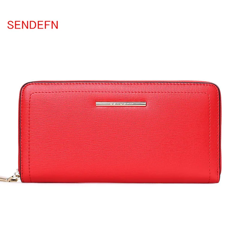 

Sendefn Fashion New Wallet Split Leather Wallet Female Long Wallet Women Zipper Purse Strap Coin Purse For iPhone 7S